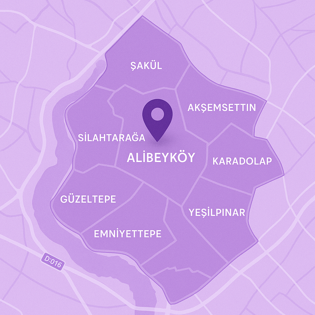 Alibeyköy masaj hizmet bölgeleri harita görünümü